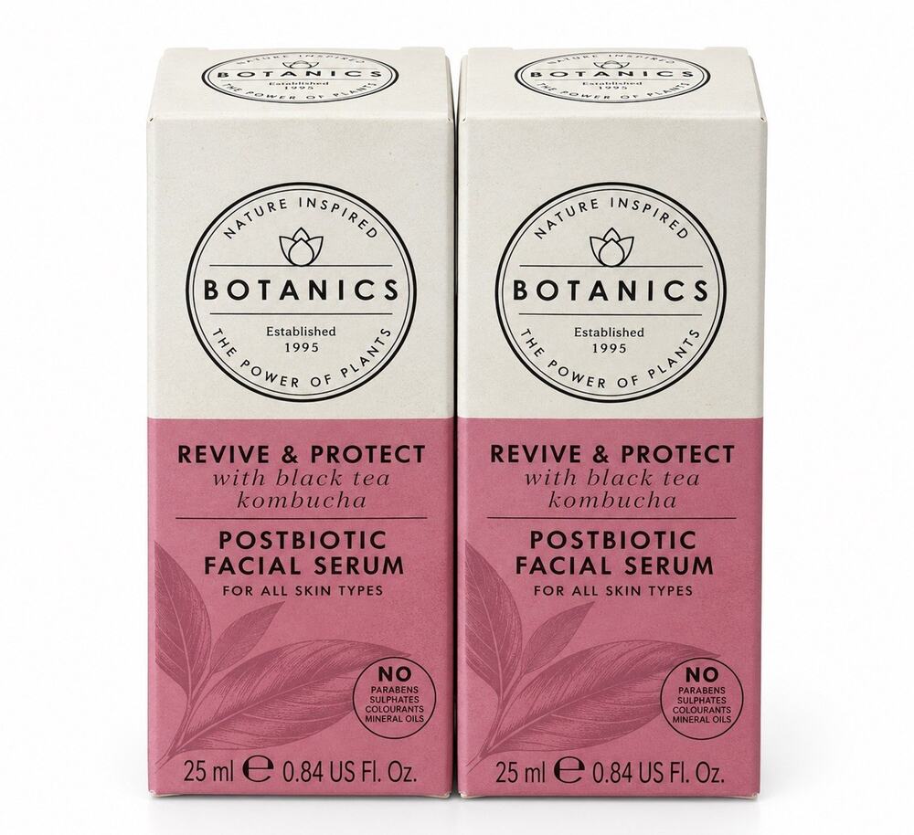 2 Pack Botanics Revive & Protect Postbiotic Serum Black Tea Kombucha 0.84oz NEW